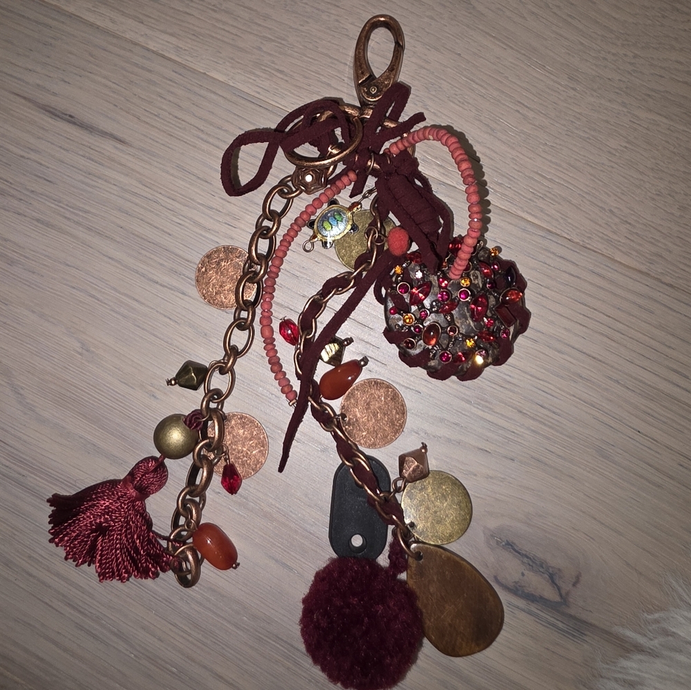 Bohemian Charm Keychain with Tassels and Beads Lucky Turtle Beaded Bag Charm
